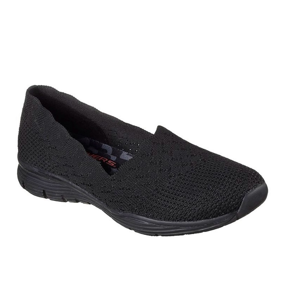 Skechers Seager Stat Black Slip On Shoes Air Cooled Memory Foam | Women 8.5 Wide